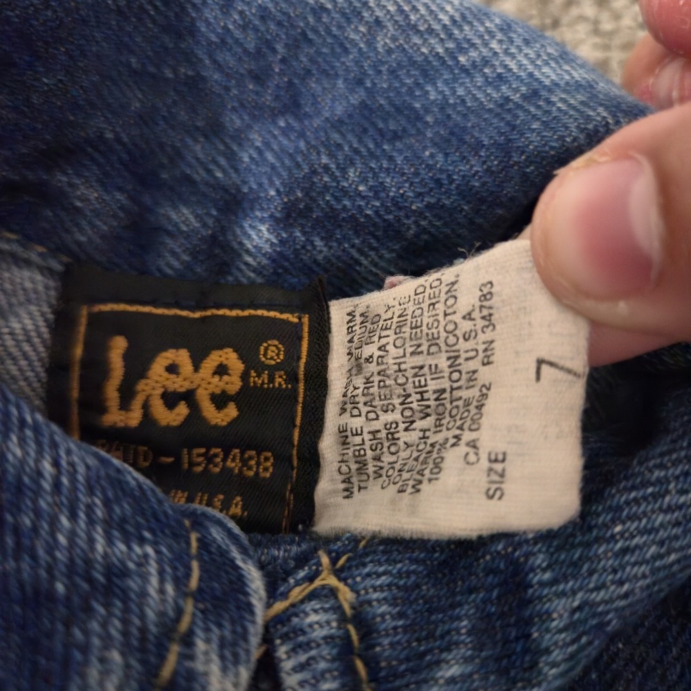 Vintage Lee Denim Jacket Youth 7 Trucker Blue 80s Dark Wash Jean Western - Picture 5 of 6